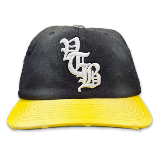 Vertebrae Vintage Distressed Hat (Black/Yellow)